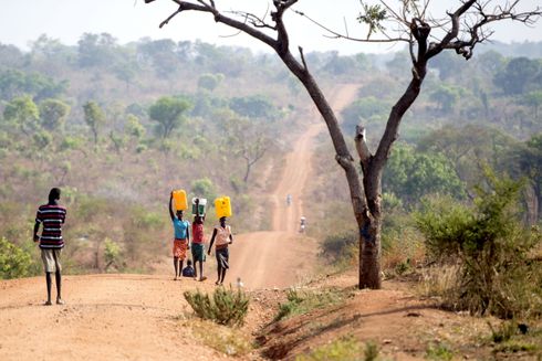 Road in Bidibidi Refugee Settlement, Yumbe district, Uganda