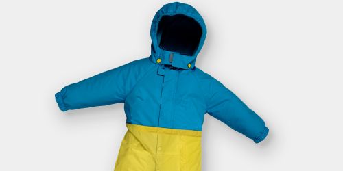 Flyverdragt i blå og gul