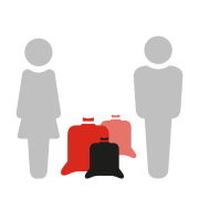 Ikon af genbrugstøj og to mennesker