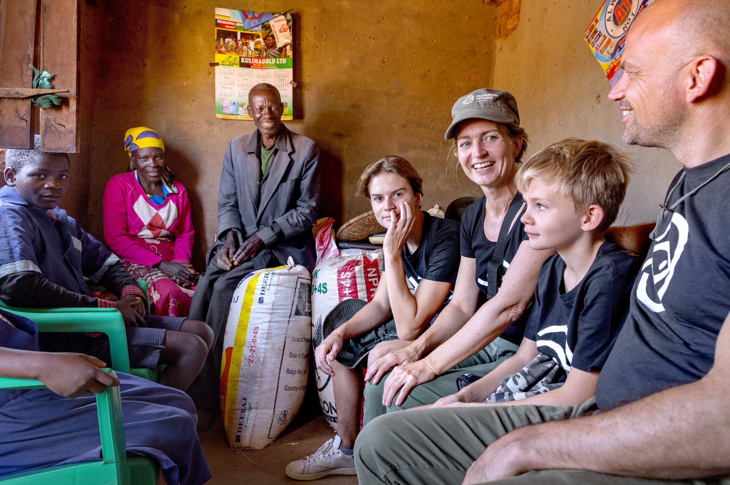 Annette Heick med mand og sønner i Malawi