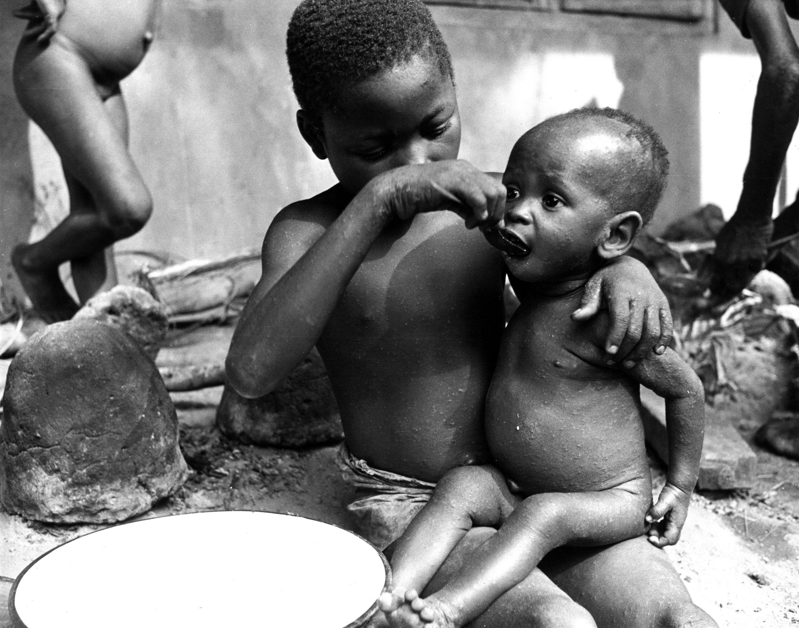 Stor hjælper lille med at spise, Biafrakrigen, sult
