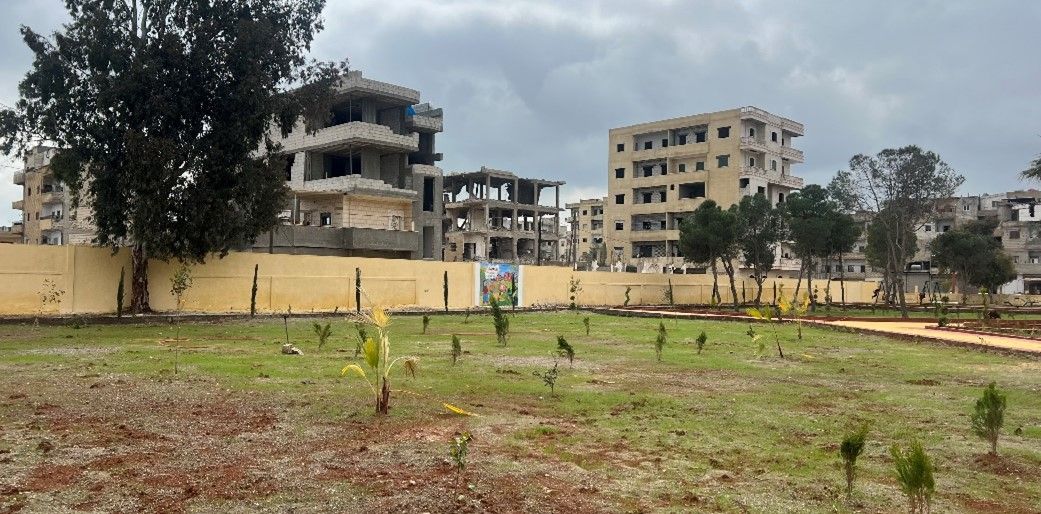 Trees planted in Al Thawrah Public Park in Syria as part of the reopening of the park.