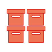 Ikon af kasser fyldt med genbrugstøj