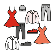 Ikon af genbrugstøj og genstande