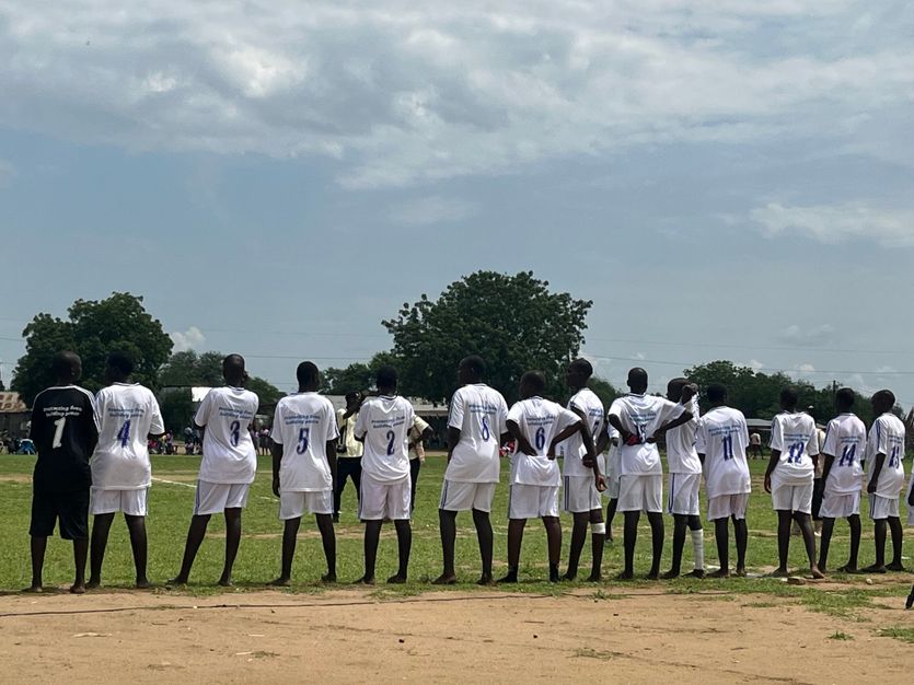 Sport for Peace event - school children in South Sudan playing a match.